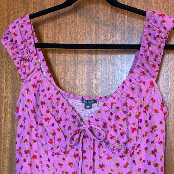Floral Rose Pink Mini Dress Bow Detail Strawberry Shortcake Summer - Picture 4 of 7